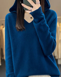 Soft Wool Knit Hooded Pullover Sweater