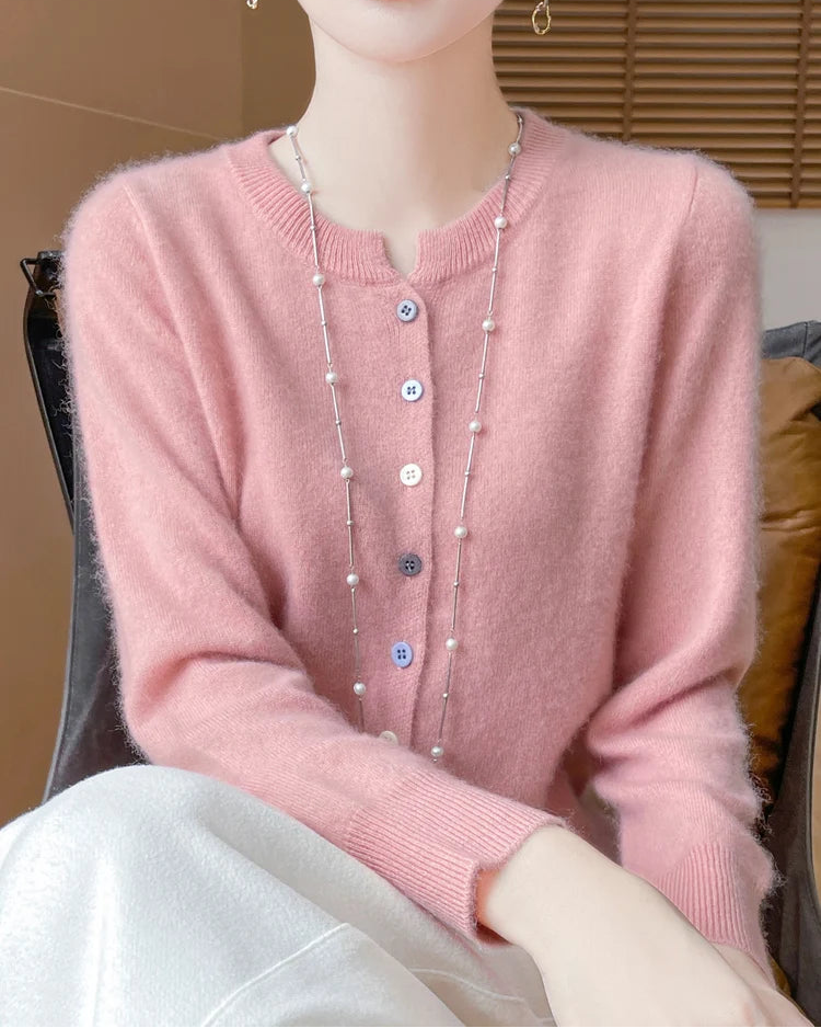 Merino Wool Button-Front Cardigan