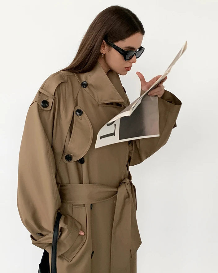 Double Breasted Longline Trench Coat
