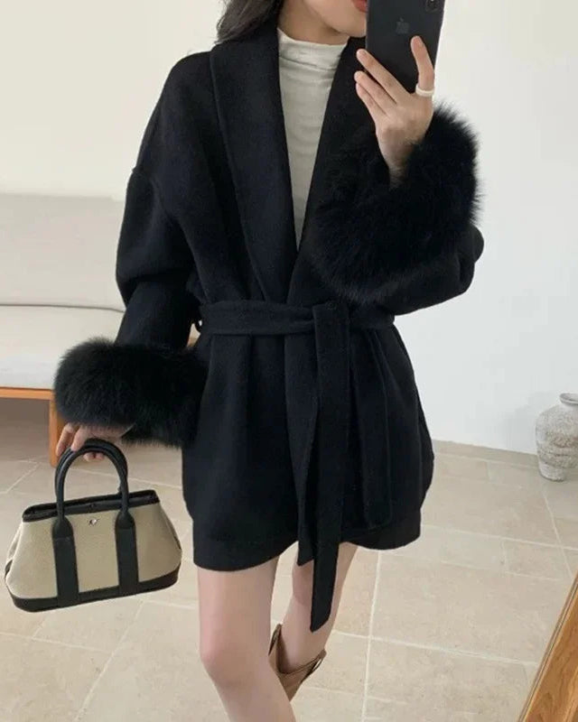 Double-Faced Wool Blend Short Coat