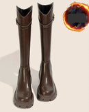 Fur-Lined Knee-High Riding Boots