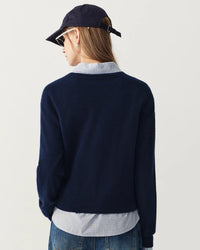 Rib-Trim Wool V-Neck Cardigan