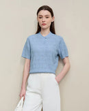 Button-Down Collar Openwork Shirt