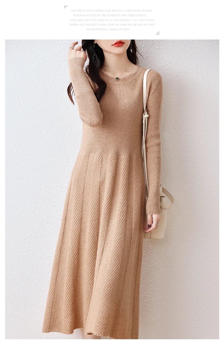 Merino Wool Knitted Sweater Dress