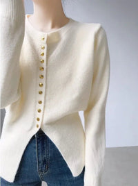 Round-Neck Short Knitted Cardigan