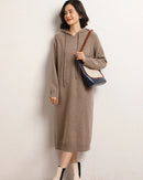 Cashmere Hooded Knit Sweater Dress