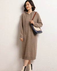 Cashmere Hooded Knit Sweater Dress