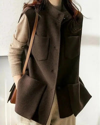 Structured Wool Blend Sleeveless Waistcoat