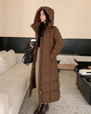 Long Hooded Quilted Puffer Coat