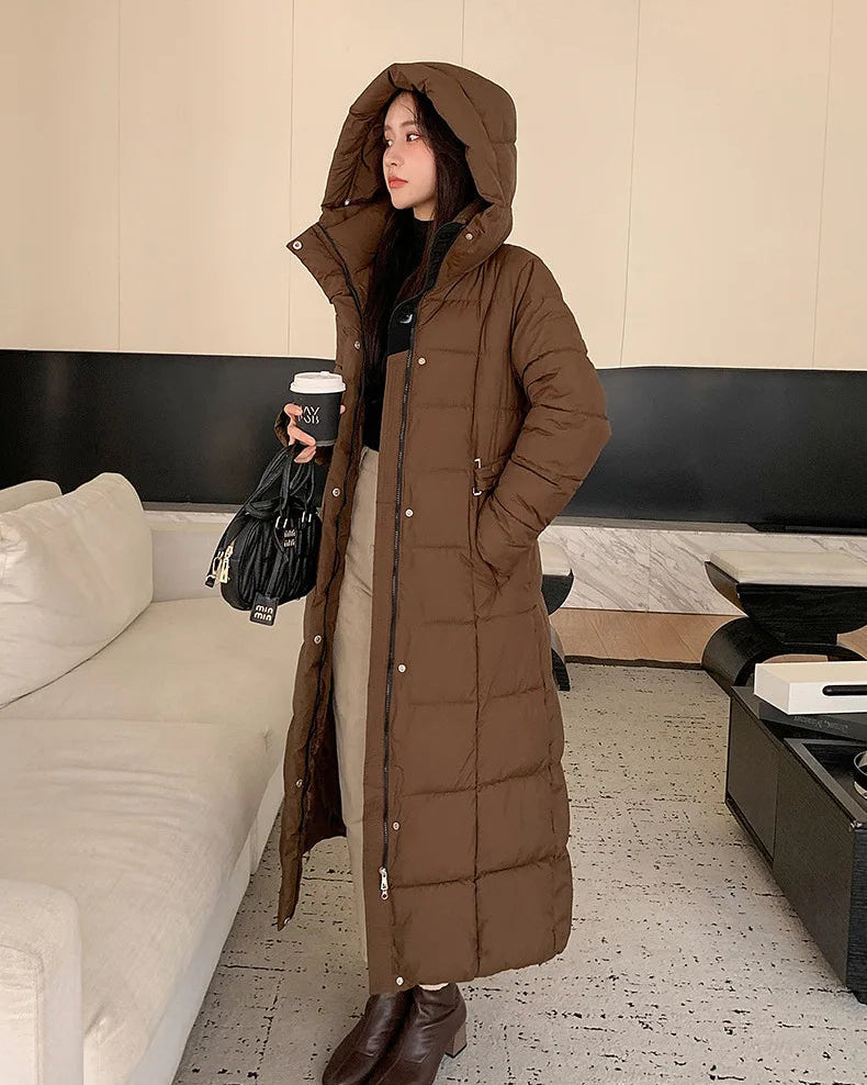 Long Hooded Quilted Puffer Coat