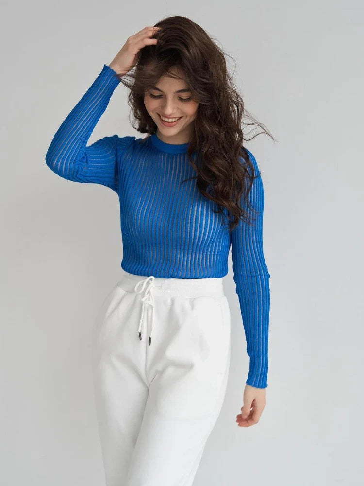 Slim See-Through Pullover Top