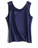Crew-Neck Sleeveless Silk Top