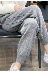 High Waist Drawstring Wool Knitted Pants