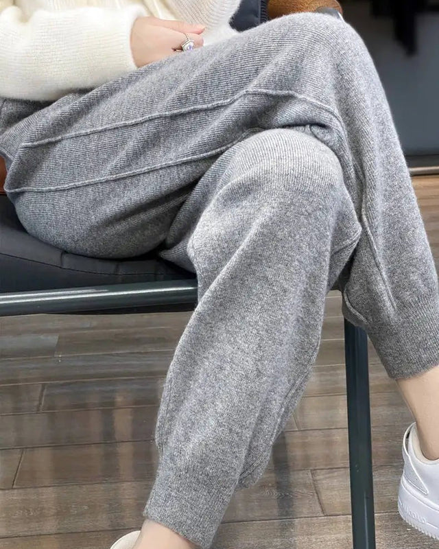 High Waist Drawstring Wool Knitted Pants