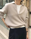 Merino Wool Polo Collar Pullover