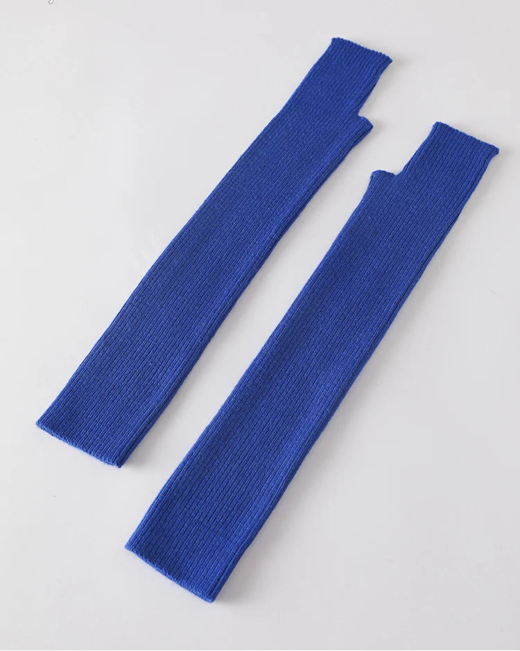 Wool Blend Knit Long Arm Warmers