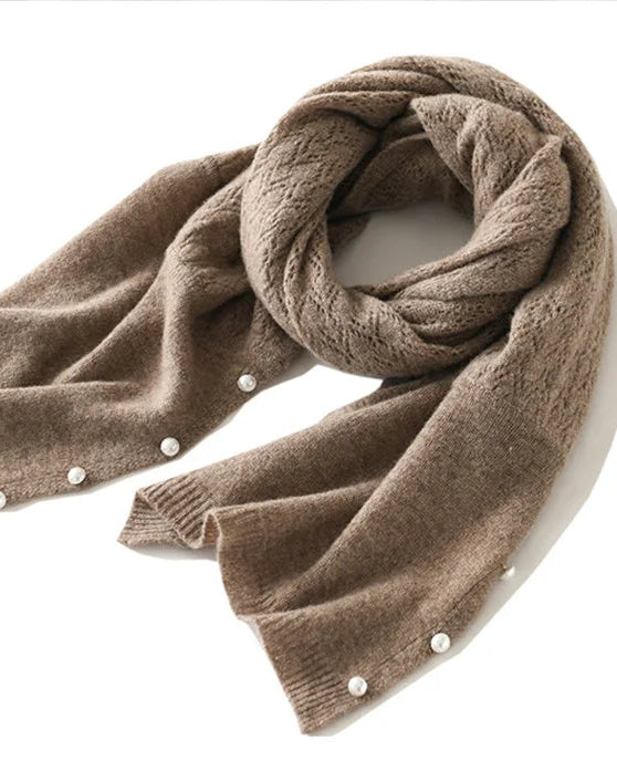 Merino Wool Solid Hollow Knit Shawl Scarf Wrap