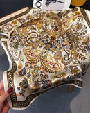 Printed Satin Square Neckerchief Scarf
