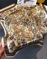 Printed Satin Square Neckerchief Scarf