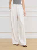 Pleated Design High Waist Wide Leg Pants