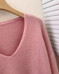 Batik Cashmere V-Neck Loose Sweater