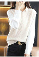 O-Neck 100% Wool Sweater Vest