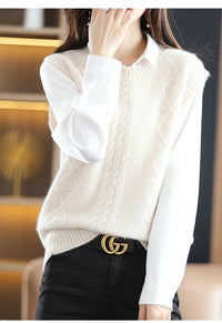 O-Neck 100% Wool Sweater Vest