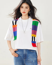 Spliced Crewneck Relaxed Knit Tee