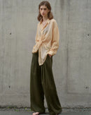 Casual Linen High-Waisted Loose Wide-Leg Pants