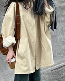 Solid Mandarin Collar Single-Breasted Short Trench Coat