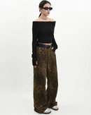 High Rise Wide Leg Denim Trousers