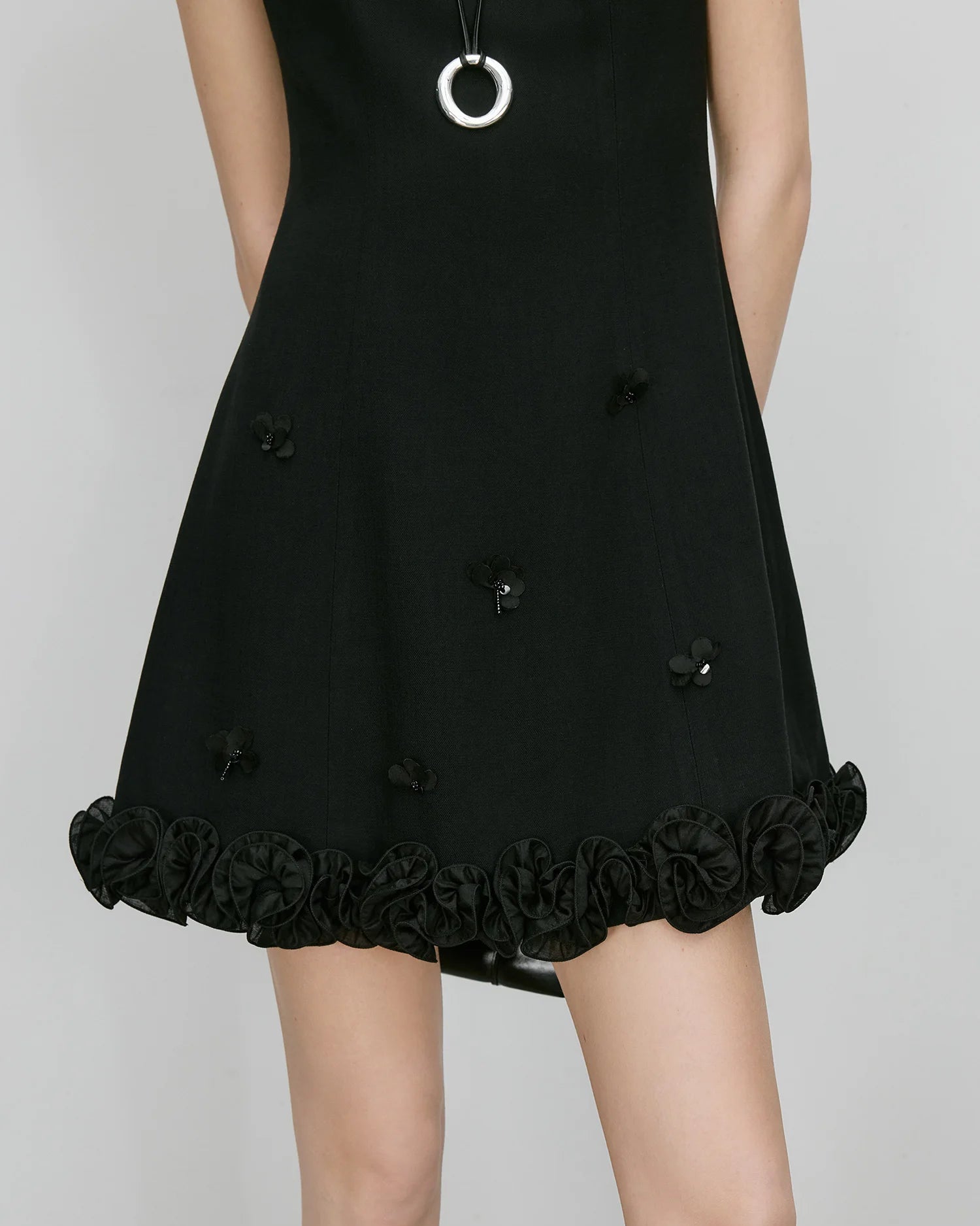 High-End Boat Neck Petal Design Dress