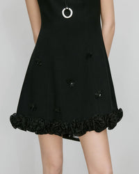 High-End Boat Neck Petal Design Dress