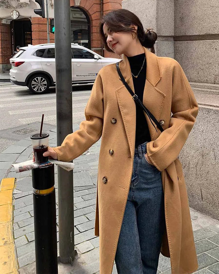Double Breasted Wool Long Coat