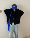 Oversized Knit Zip Cardigan Stand Collar