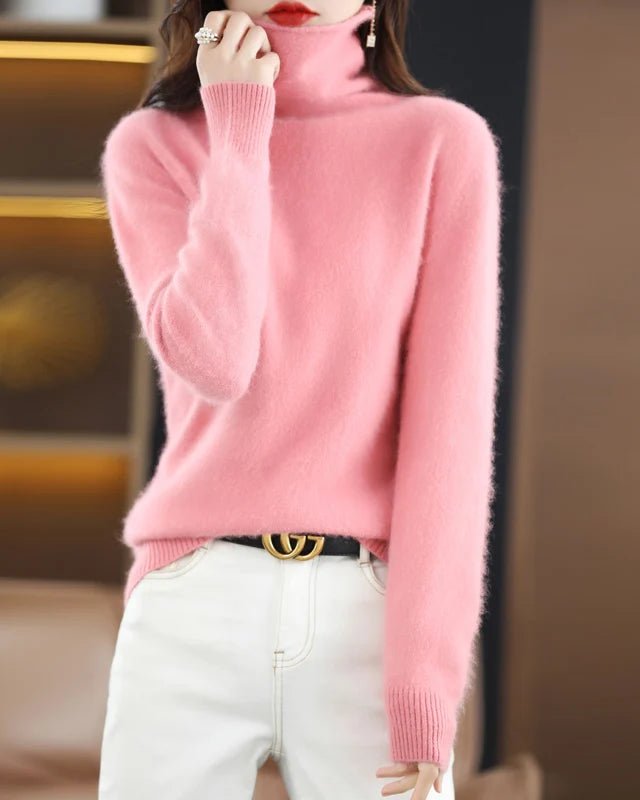 Pure Mink Cashmere Turtleneck Sweater