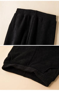 Elastic Waist Corduroy Fleece Wide leg Pants