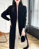 Loose-Fitting Long Wool Cardigan Sweater