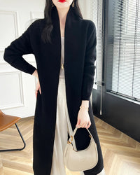 Loose-Fitting Long Wool Cardigan Sweater
