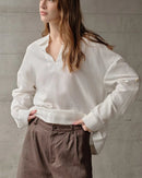 Retro Long-Sleeved V-Neck Casual Loose Shirt