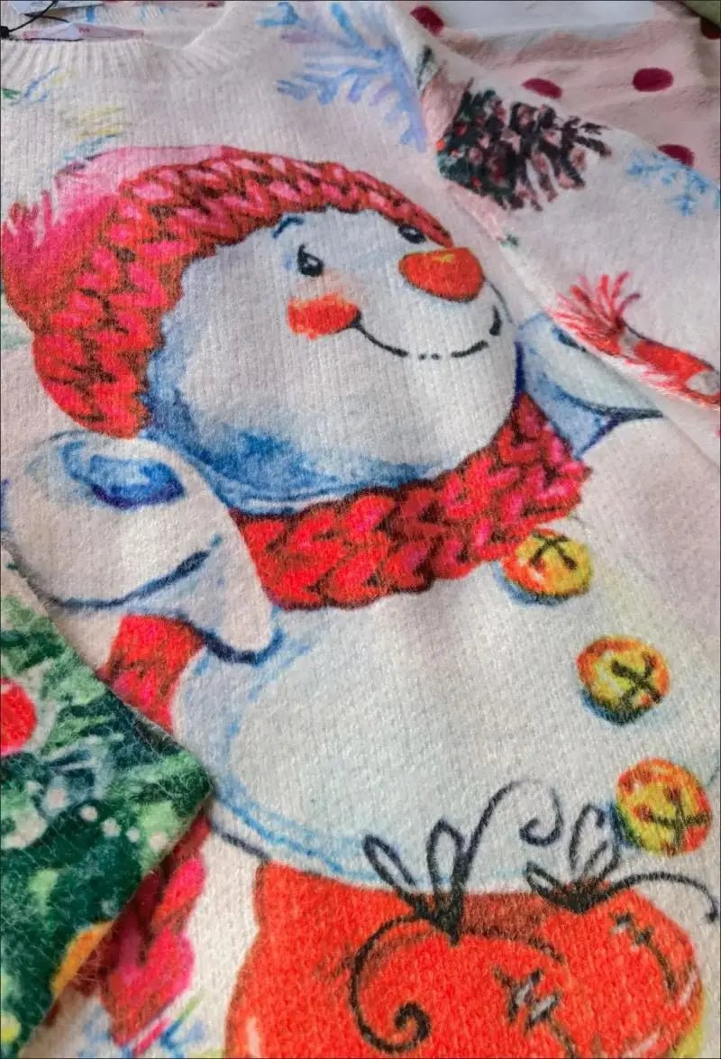 Christmas Snowman Pullover Knitted Sweater