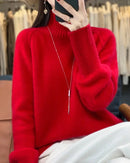 Raglan Merino Wool Mock Neck Sweater