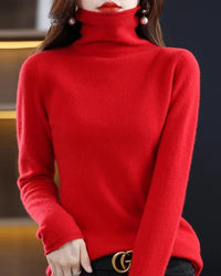 High-Neck Knitted Wool Pullover