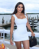 Square Collar Sleeveless Backless A-Line Mini Dress