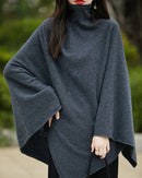 Wool Shawl-Style Mid-Length Sleeveless Pullover