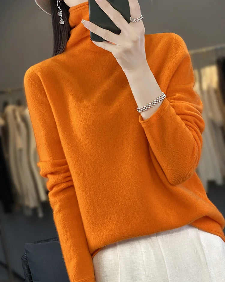 Seamless Merino Wool Turtleneck Sweater