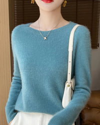Merino Wool O-Neck Pullover Sweater