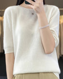 Extrafine Merino Wool Short-Sleeve Sweater