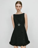 High-End Boat Neck Petal Design Dress