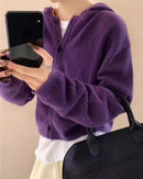 Single-Breasted Cashmere Hooded Cardigan